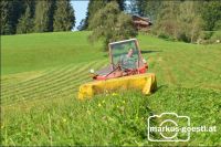 Mähtraktor beim Wiesenmähen